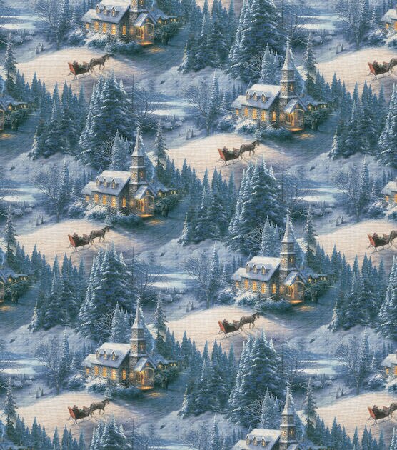 David Textiles Sunday Evening Sleigh Ride Christmas Cotton Fabric, , hi-res, image 2