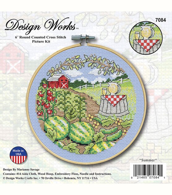 Design Works 6" Summer Round Counted Cross Stitch Kit, , hi-res, image 3