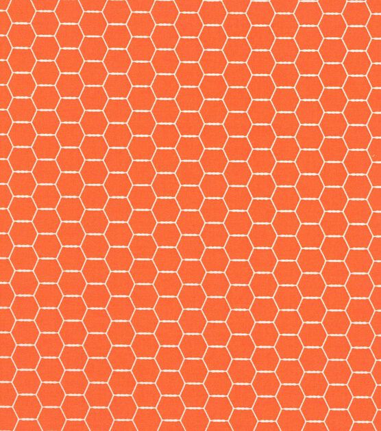 Hexagon Wire on Orange Quilt Cotton Fabric by Quilter's Showcase