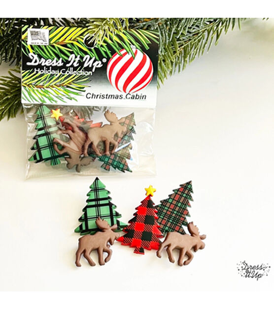 Dress It Up 5ct Christmas Cabin Flatback & Shank Buttons, , hi-res, image 2