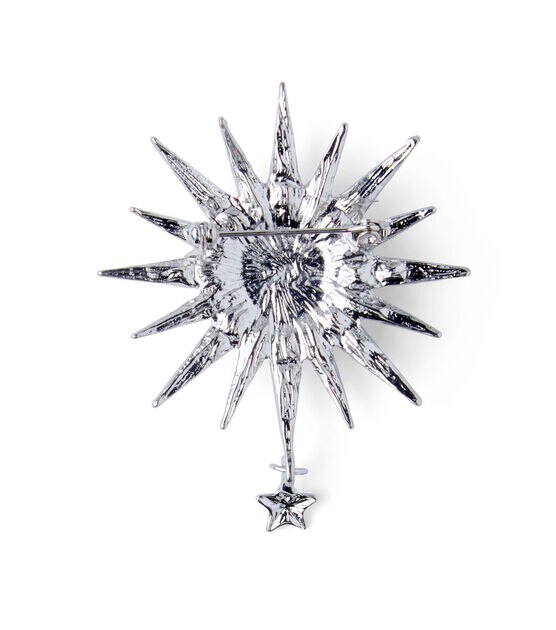 2.5" Silver Crystal Starburst Pin With Dangle by hildie & jo, , hi-res, image 3