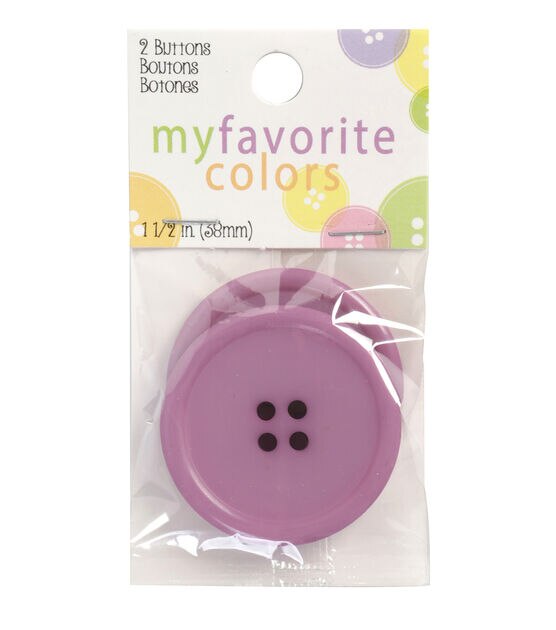 My Favorite Colors 1 1/2" Lilac Round 4 Hole Buttons 2pk