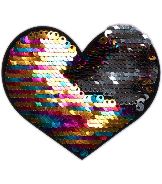3" Reversible Sequin Heart Patch by hildie & jo, , hi-res, image 3