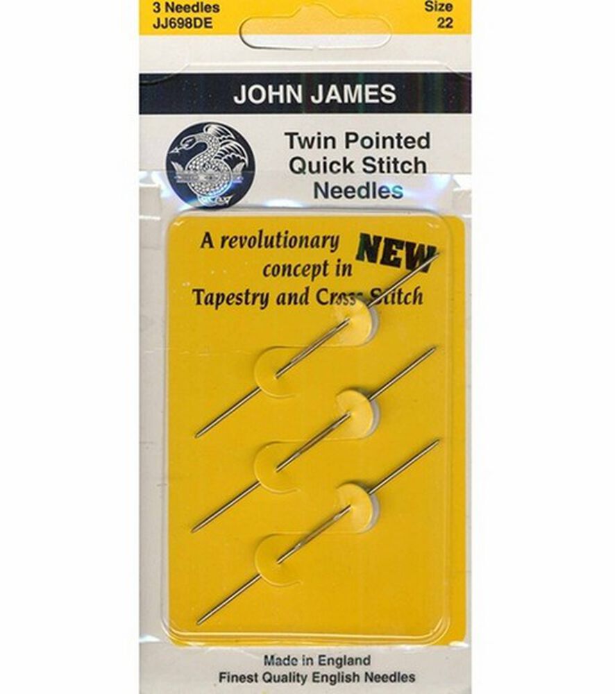 John James Twin Pointed Quick Stitch Needles Size 28, Size 22 3pk, swatch