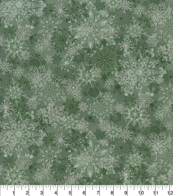 Hi Fashion Layered Snowflake Christmas Metallic Cotton Fabric, , hi-res, image 3