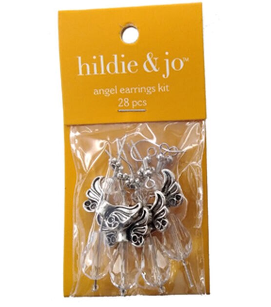 28pc Antique Silver Metal & Plastic Angel Earring Kit by hildie & jo