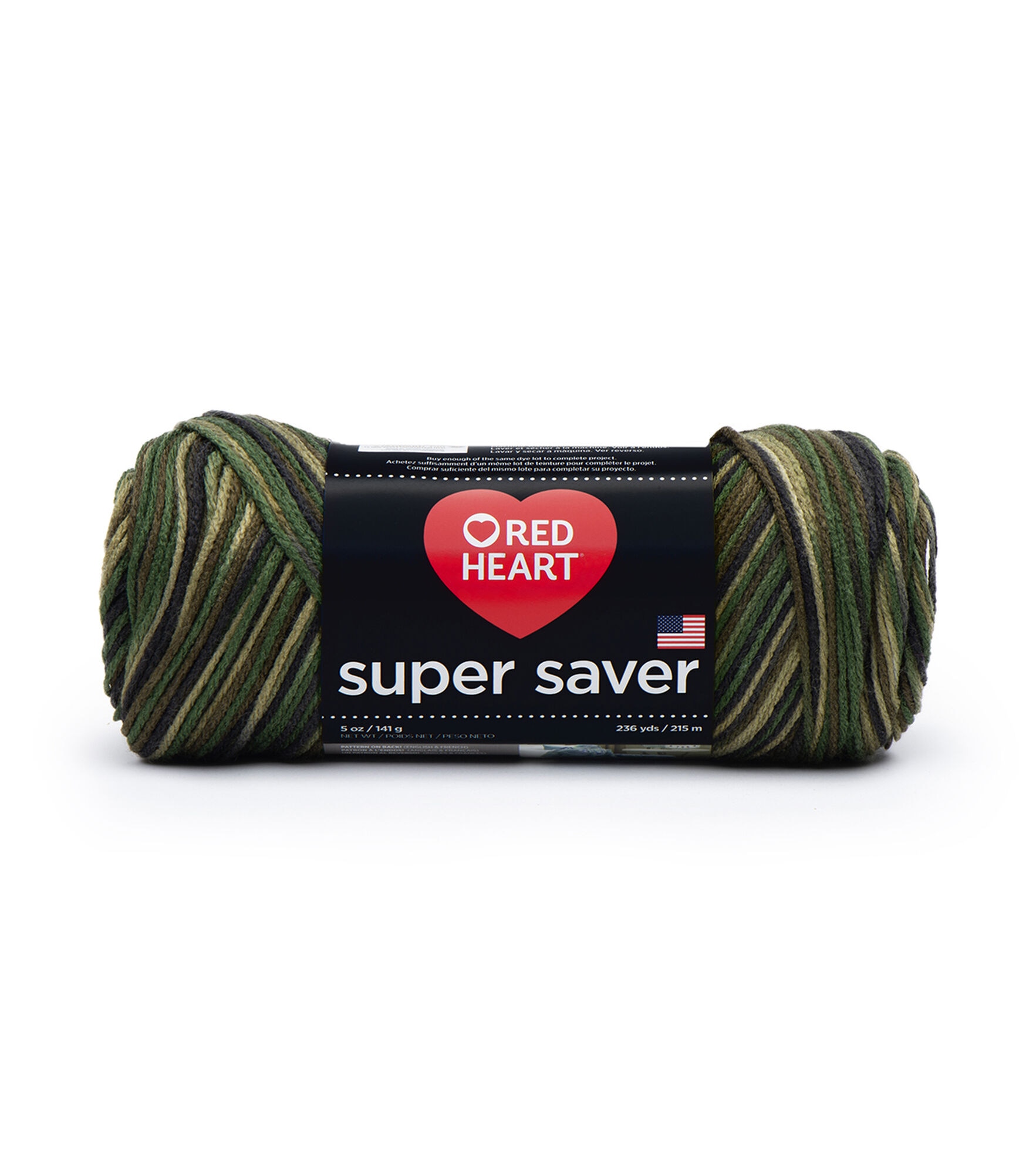Red Heart Super Saver Worsted Acrylic Yarn, Camo, hi-res