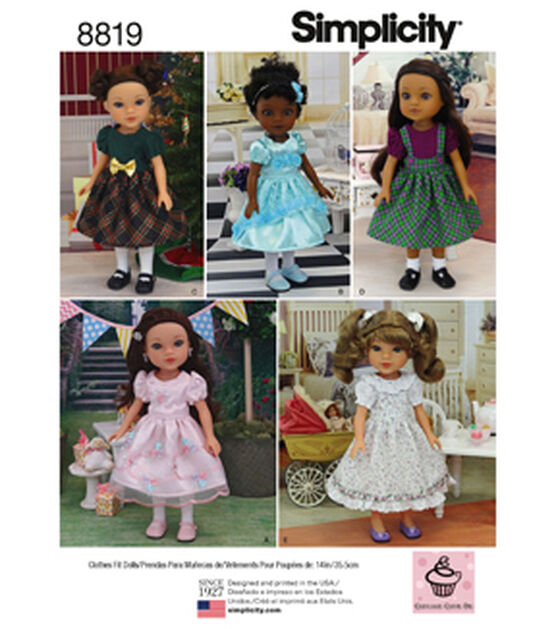 Simplicity S8819 Size 18" Doll Clothing Sewing Pattern