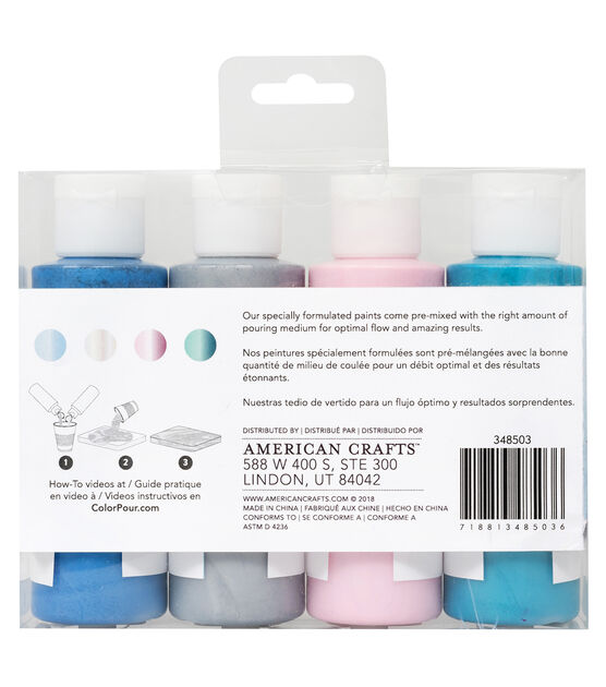 American Crafts Color Pour Pre Mixed Iridescent Paint Kit Opal Flux, , hi-res, image 2