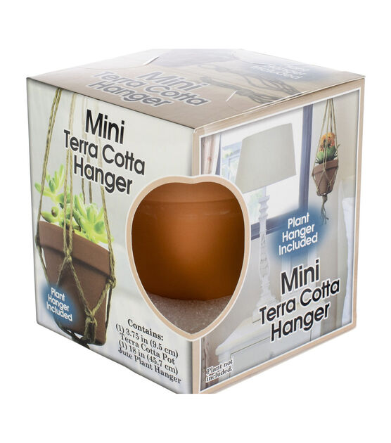 Mini Terra Cotta Pot & Jute Plant Hanger Set, , hi-res, image 2