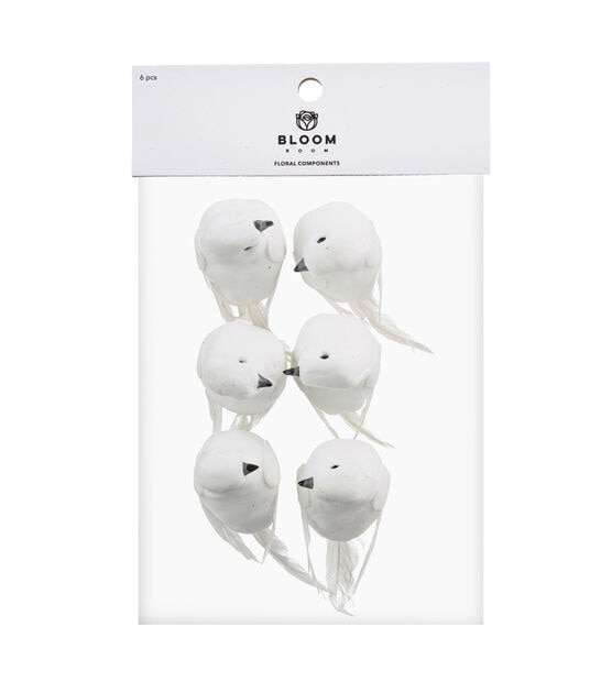3" White Feather Doves With Gray Beaks 6pk by Bloom Room