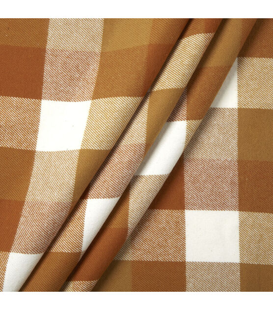 Orange & Ivory Buffalo Check Brushed Cotton Fabric, , hi-res, image 3