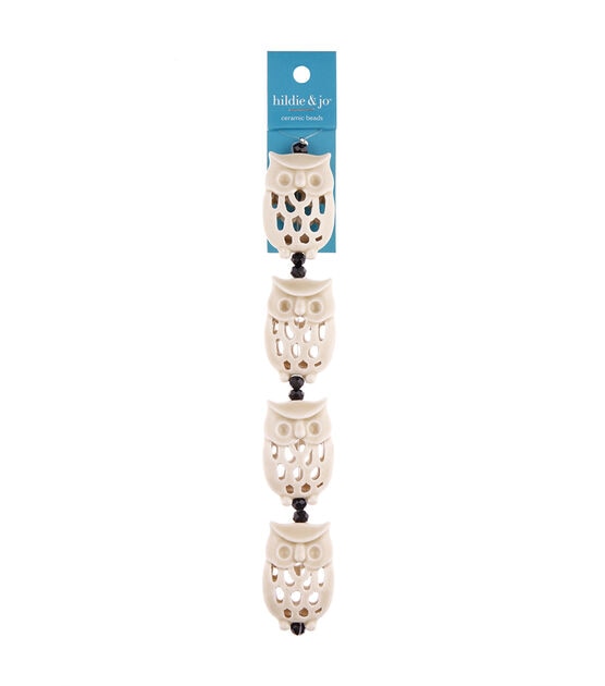 7" Ivory Ceramic Owl Strung Beads by hildie & jo