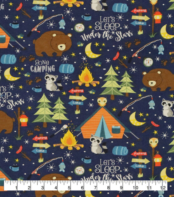 Gone Camping Bear Super Snuggle Flannel Fabric