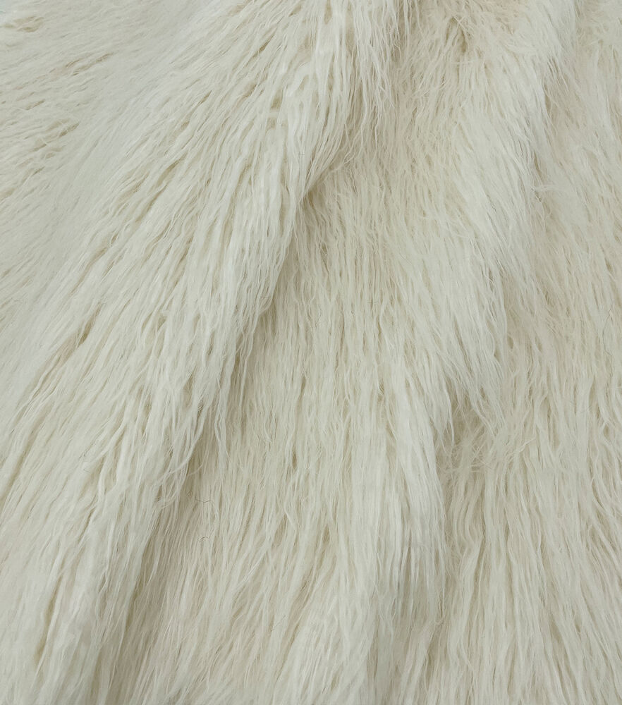 Crinkle Fur Fabric, White, swatch, image 1