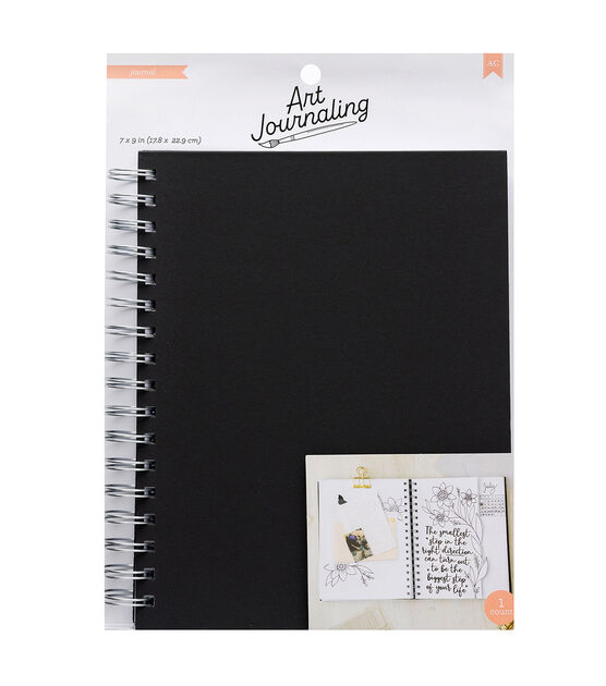 American Crafts Art Journaling Black Spiral Customizable Journal Kraft