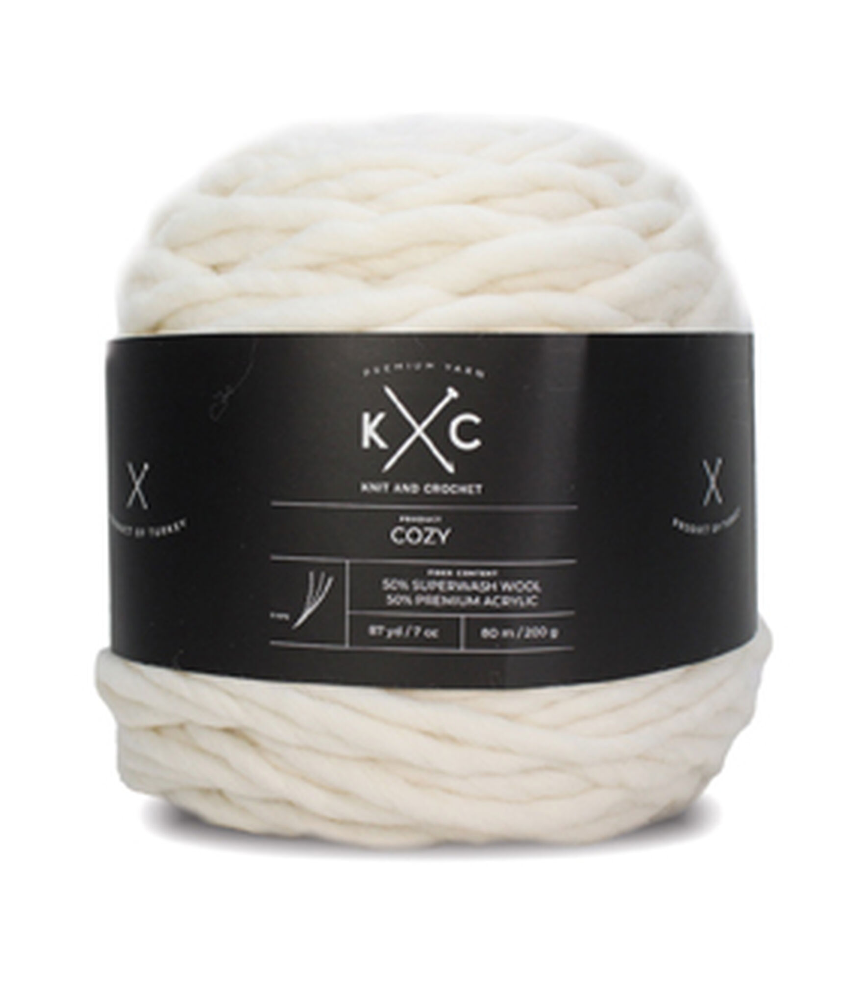 Cozy 87.5yds Super Bulky Wool Blend Yarn by K+C, Winter White, hi-res