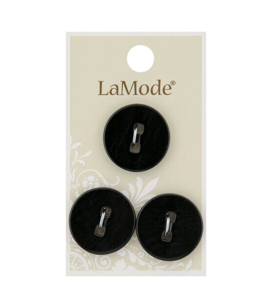 La Mode 7/8"Black 2 Square Hole Buttons 3pk