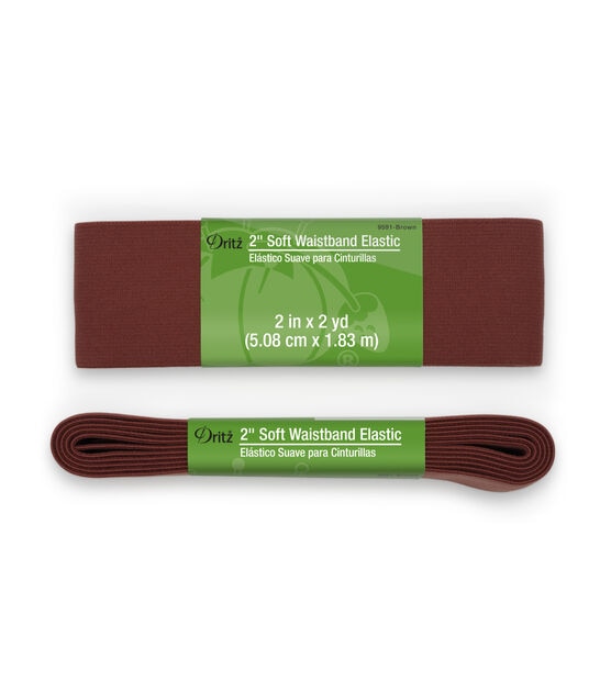 Dritz 2" Soft Waistband Elastic, Brown, 2 yd, , hi-res, image 2