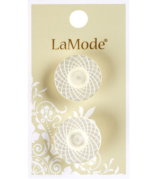 La Mode 5/8" White Spiral Graph Shank Buttons 2pk