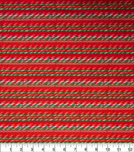 Multicolor Candy Striped Christmas Cotton Fabric, , hi-res, image 2