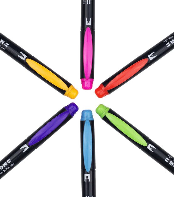Tombow Mono Edge Dual Tip Highlighters Assorted Colors 6 Pack