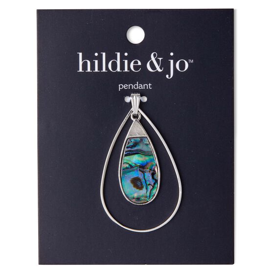 Silver Teardrop Pendant With Iridescent Blue Swirl by hildie & jo