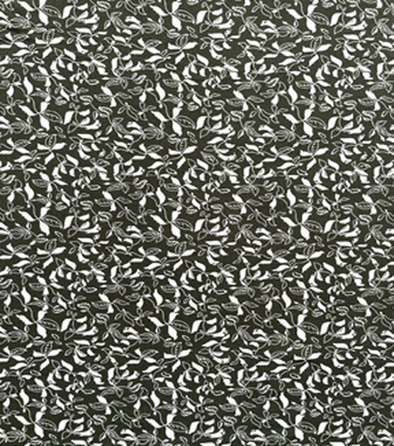 Dark Olive & White Small Vines Jersey Knit Fabric
