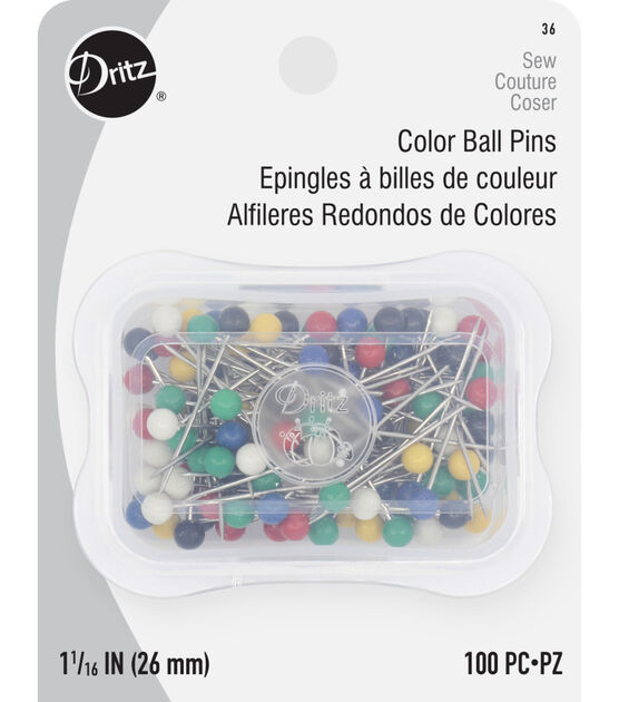 Dritz 1-1/16" Color Ball Pins, Assorted, 100 pc