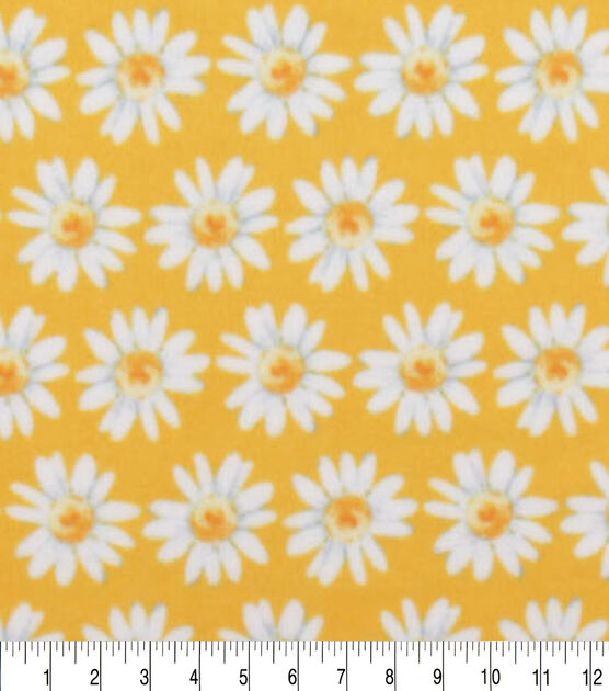 Daisies on Yellow Anti Pill Fleece Fabric
