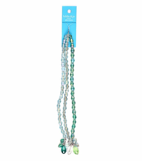 7" Green & Light Blue Glass Strung Beads by hildie & jo