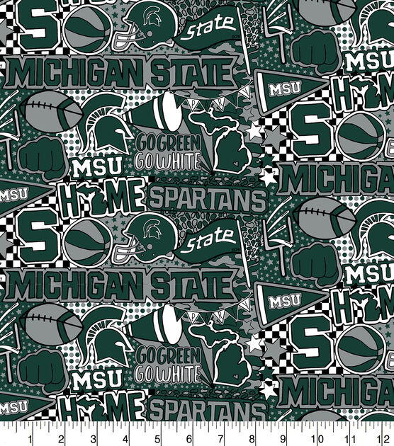 Michigan State University Spartans Cotton Fabric Pop Art, , hi-res, image 2