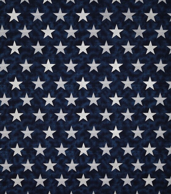 Decor Star on Blue Foil Patriotic Cotton Fabric, , hi-res, image 2