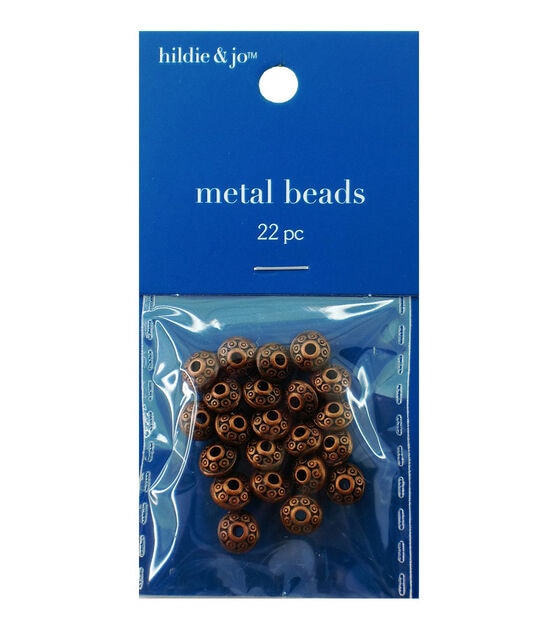 8mm Copper Rondelle Metal Beads 22pc by hildie & jo