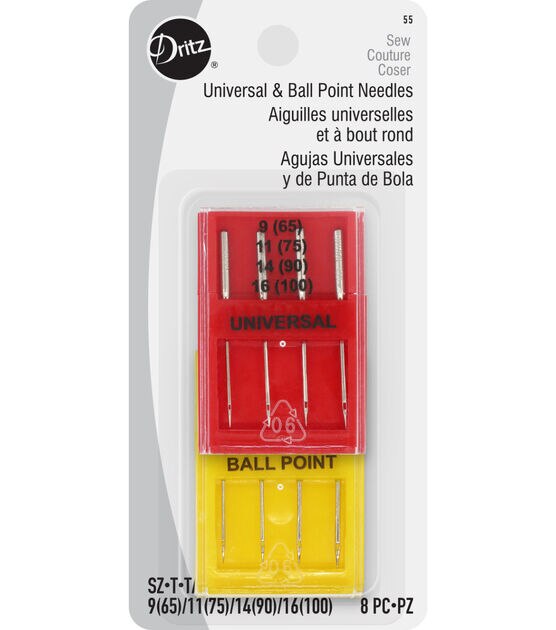 Dritz Universal & Ball Point Machine Needles, Assorted, 8 pc