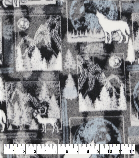 Wolves & Moon Patch Anti Pill Fleece Fabric, , hi-res, image 2