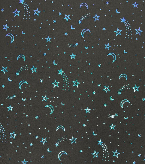 The Witching Hour Iridescent Foil Moon/Stars Poly Span Halloween Fabric