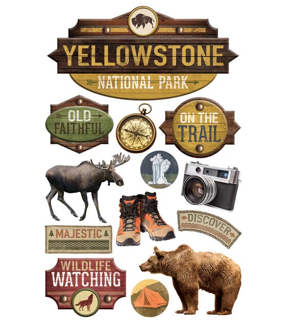 Paper House 4.5''x8.5'' 3D Stickers Yellowstone National Park