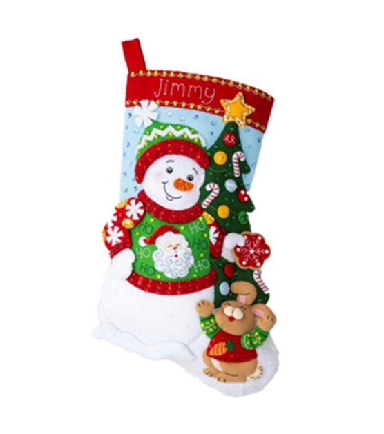 Bucilla 18" Festive Sweater Snowman Felt Stocking Kit