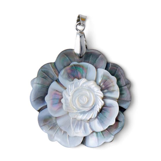 Silver Shell Flower Pendant by hildie & jo, , hi-res, image 2