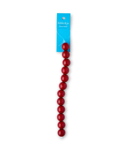 7" Red Round Plastic Cracked Strung Beads by hildie & jo