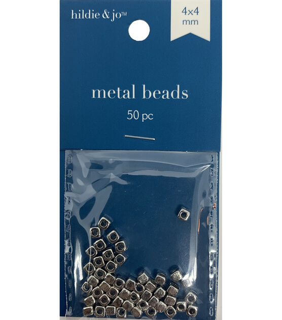 4mm Silver Square Metal Spacer Beads 50pc by hildie & jo
