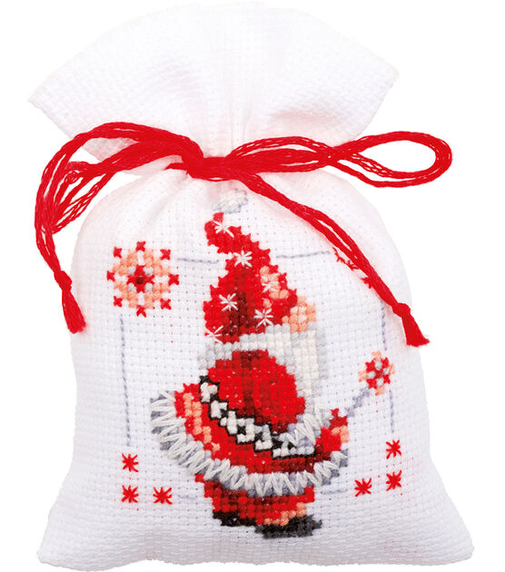 Vervaco 3" x 5" Christmas Elves Sachet Bag Counted Cross Stitch Kit 3ct, , hi-res, image 3