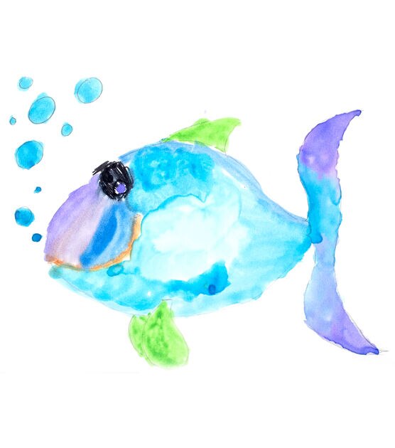 St. Jude Watercolor Fish By Bridget Cotton Fabric, , hi-res, image 3
