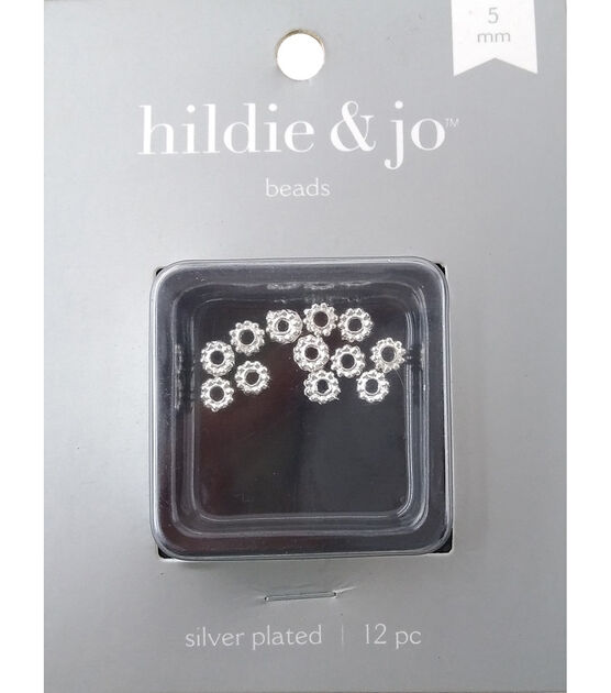 5mm Silver Plated Rondelle Metal Beads 12pc by hildie & jo