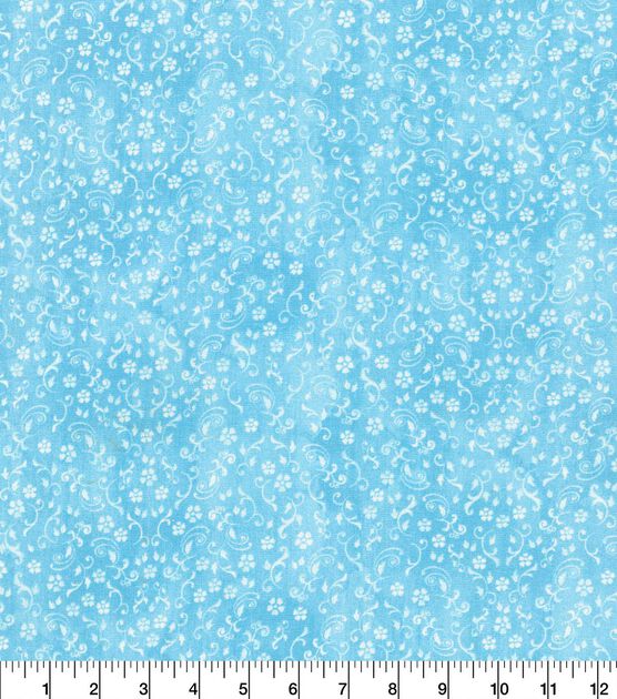 Robert Kaufman Blue Floral & Scroll Cotton Fabric by Keepsake Calico, , hi-res, image 2