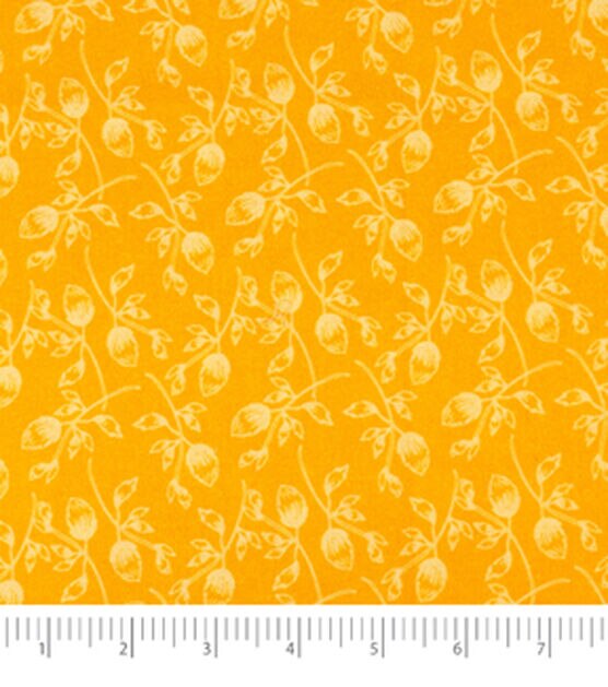 Singer Yellow Floral on Orange Quilt Cotton Fabric