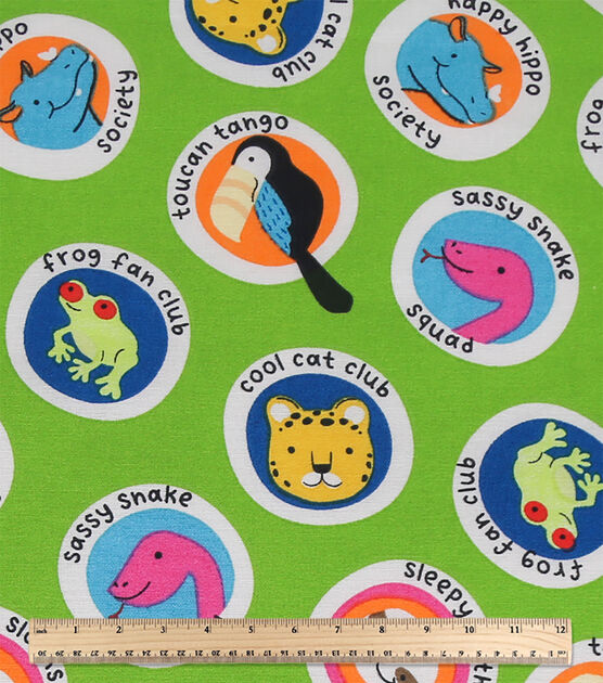 Green Animal Friends Novelty Cotton Fabric by POP!, , hi-res, image 3