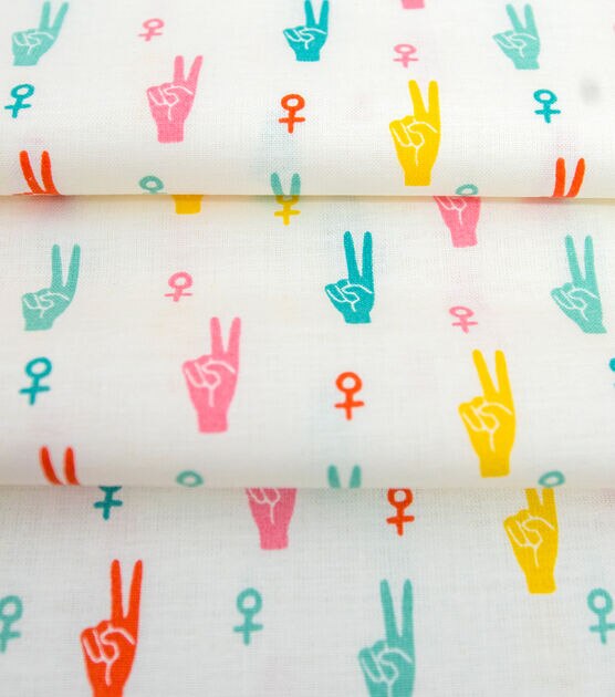 Women's Empowerment Peace Novelty Cotton Fabric, , hi-res, image 3
