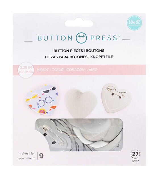 We R Memory Keepers 2" Press Heart Buttons 27ct